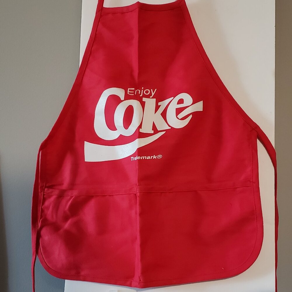 1980's Vintage COCA COLA COKE Bib Apron with two pockets Brand Coca-Cola